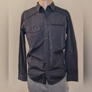 Helix Men's Black Casual Button-Down Shirt